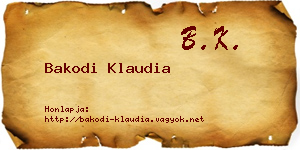 Bakodi Klaudia névjegykártya
